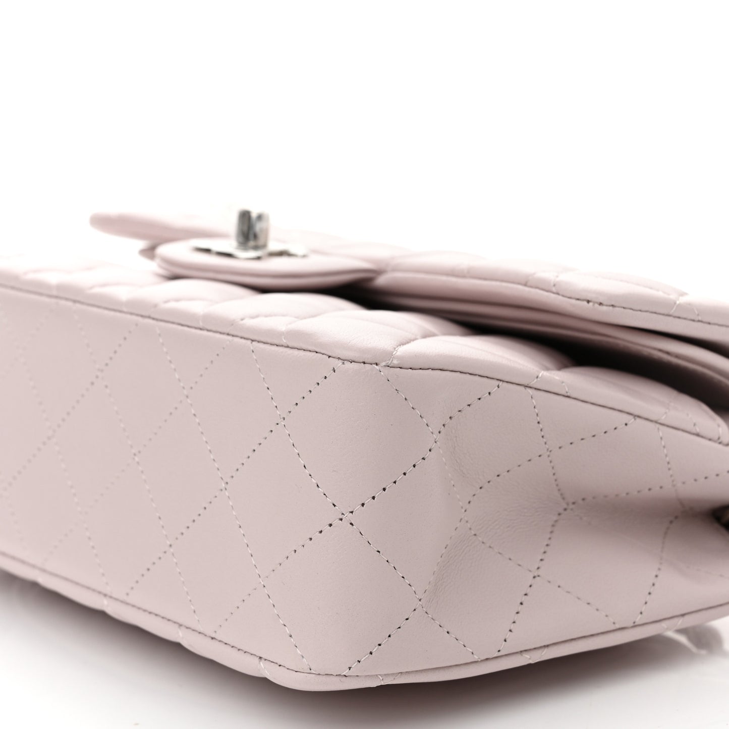Lambskin Quilted Small Double Flap Light Purple