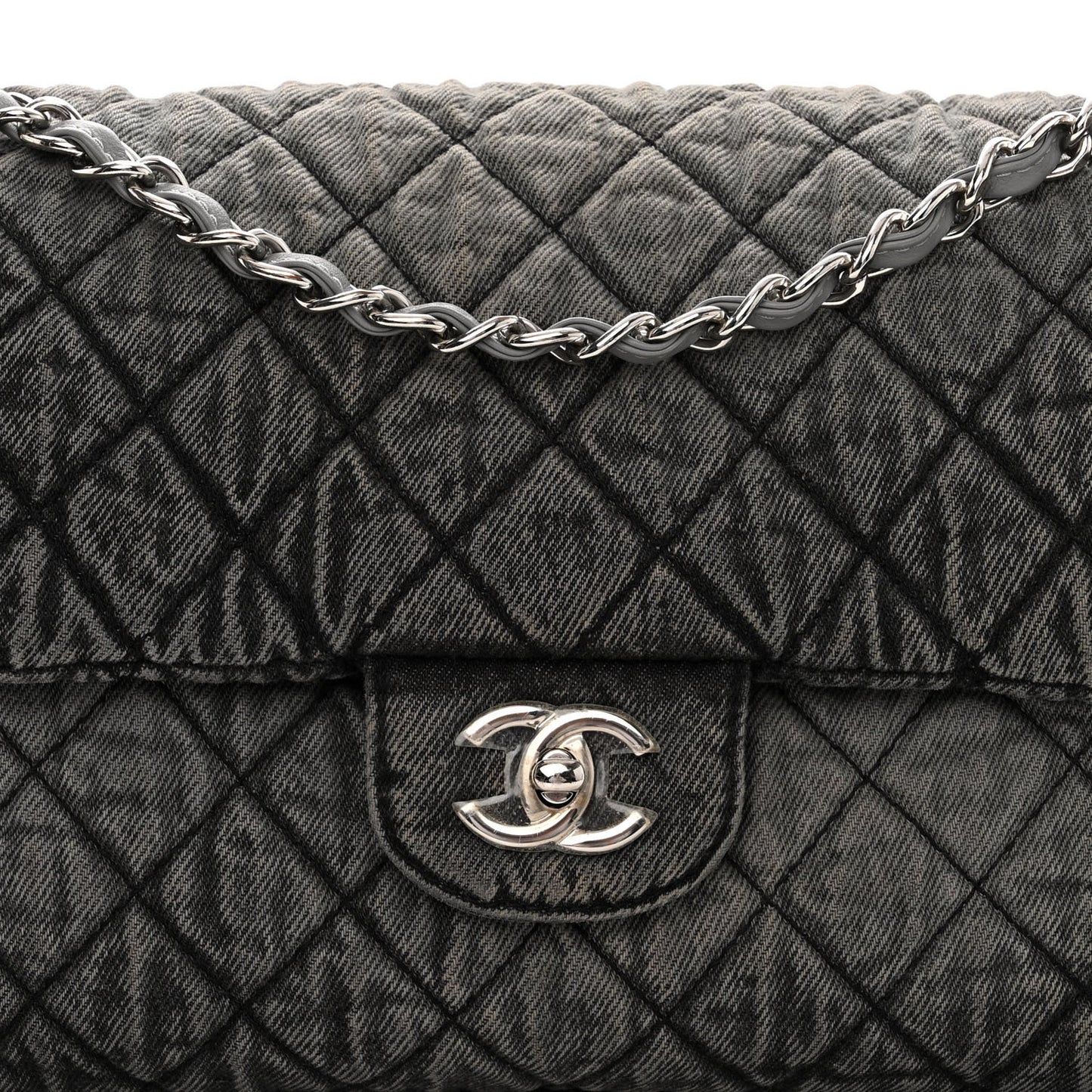Denim Quilted Denimpression Flap Grey Black