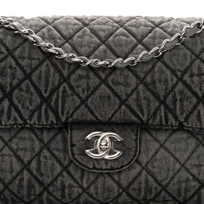 Chanel Denim Quilted Denimpression Flap Grey Black 8 of 11