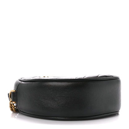 Gucci Azalea Calfskin Matelasse Heart Mini GG Marmont Round Shoulder Bag Black 4 of 11