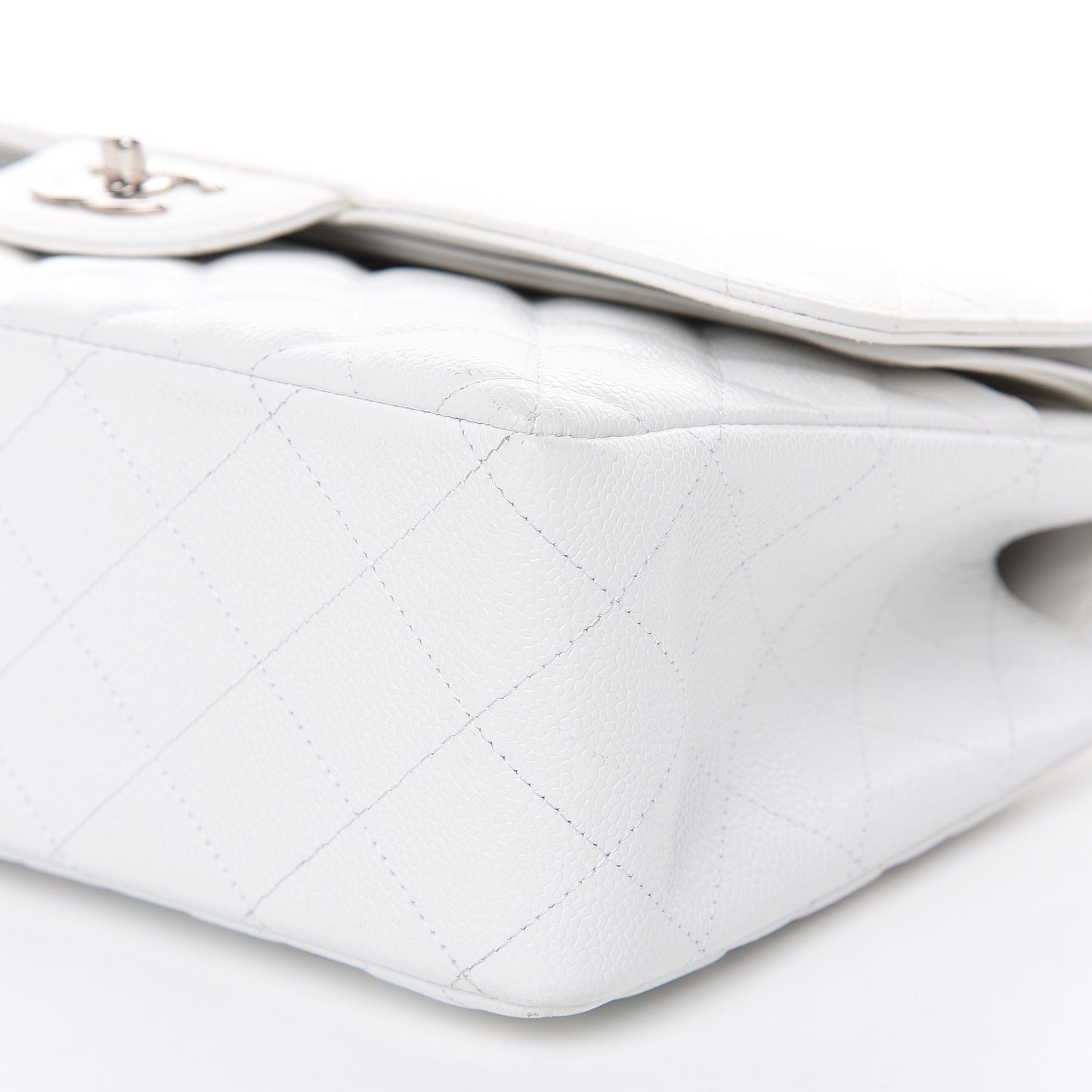Caviar Quilted Jumbo Double Flap White