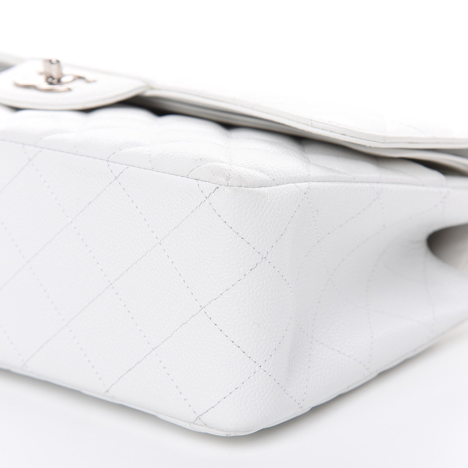 Chanel Caviar Quilted Jumbo Double Flap White 9 of 16