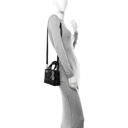 Christian Dior Satin Crystal Cannage Mini Lady Dior Black 2 of 12