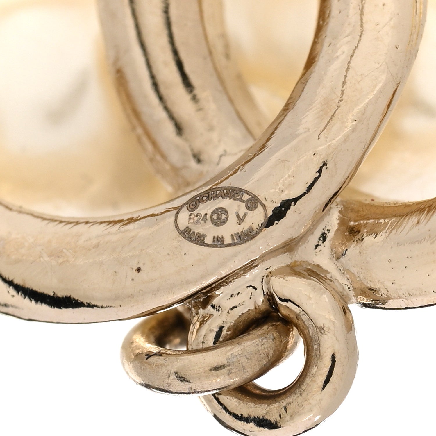 Chanel Pearl CC Heart Drop Earrings Gold 4 of 4
