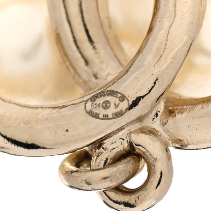 Chanel Pearl CC Heart Drop Earrings Gold 4 of 4
