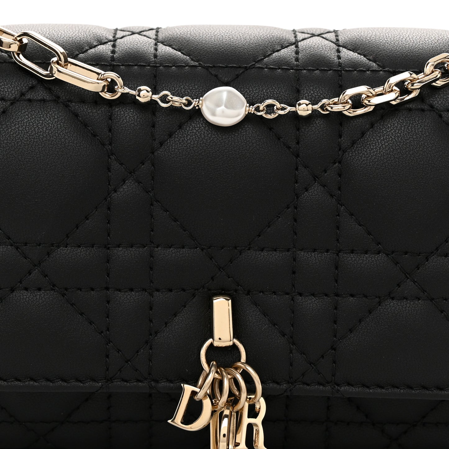 Lambskin Cannage Dior Talk Phone Pouch Black