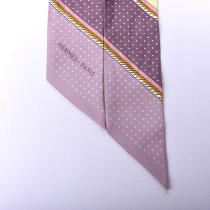 Hermes Silk Les Voitures A Transformation Twilly Jaune Soufre Vieux Rose Vert 7 of 7