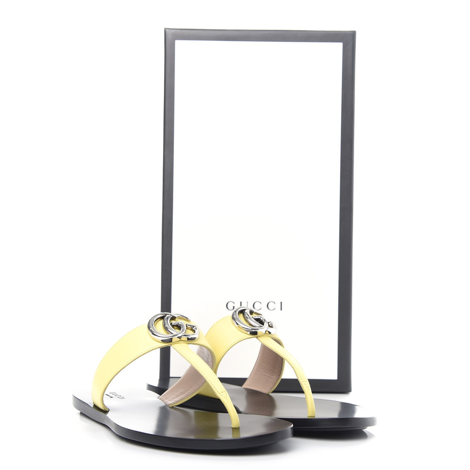 Gucci Calfskin GG Marmont Thong Sandals 37.5 Banana 10 of 10