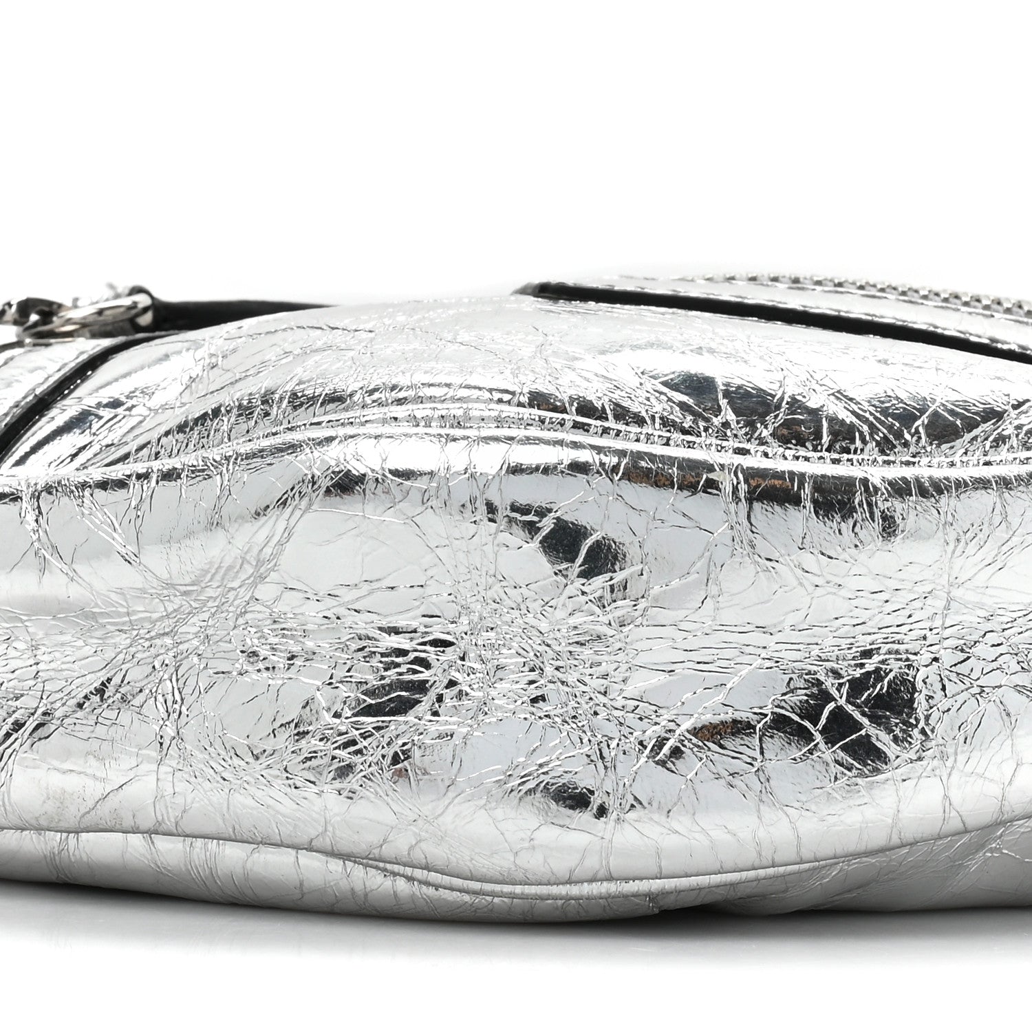 Versace Metallic Calfskin Small Repeat Zip Hobo Silver 7 of 8