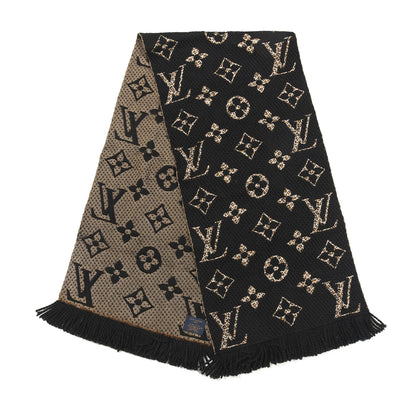 Louis Vuitton Wool Silk Monogram Giant Jungle Logomania Shine Scarf Black 2 of 3