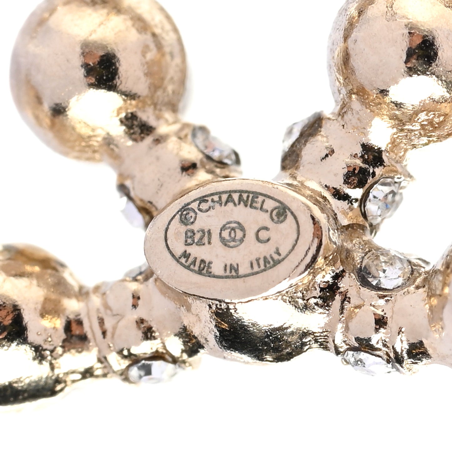 Pearl Crystal Nefertiti CC Earrings Gold