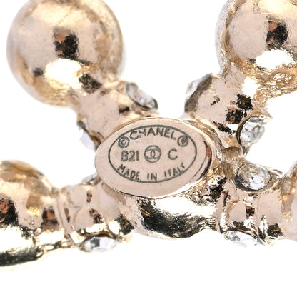 Chanel Pearl Crystal Nefertiti CC Earrings Gold 4 of 5