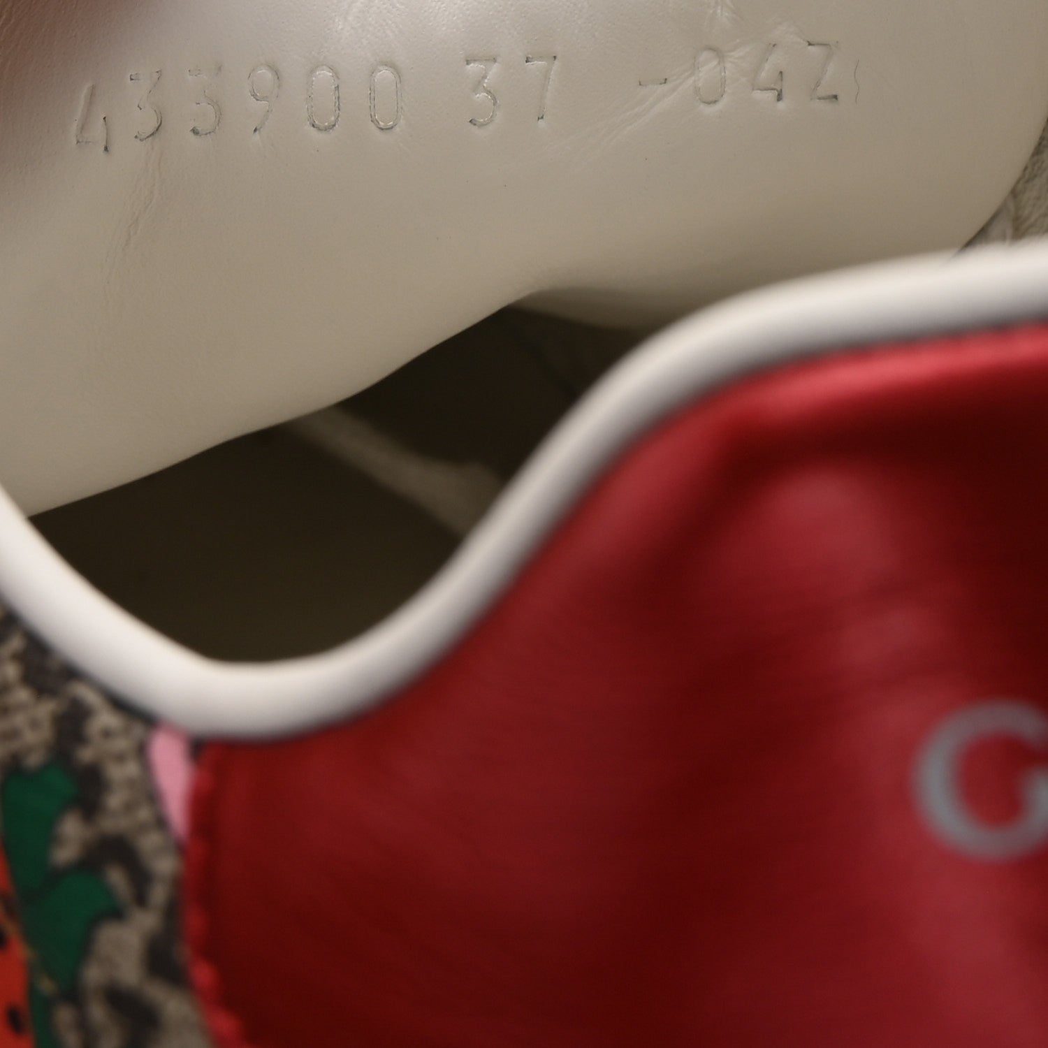 Gucci GG Supreme Monogram Strawberry Web Womens Ace Sneakers 37 Beige Multicolor Red Green 9 of 10