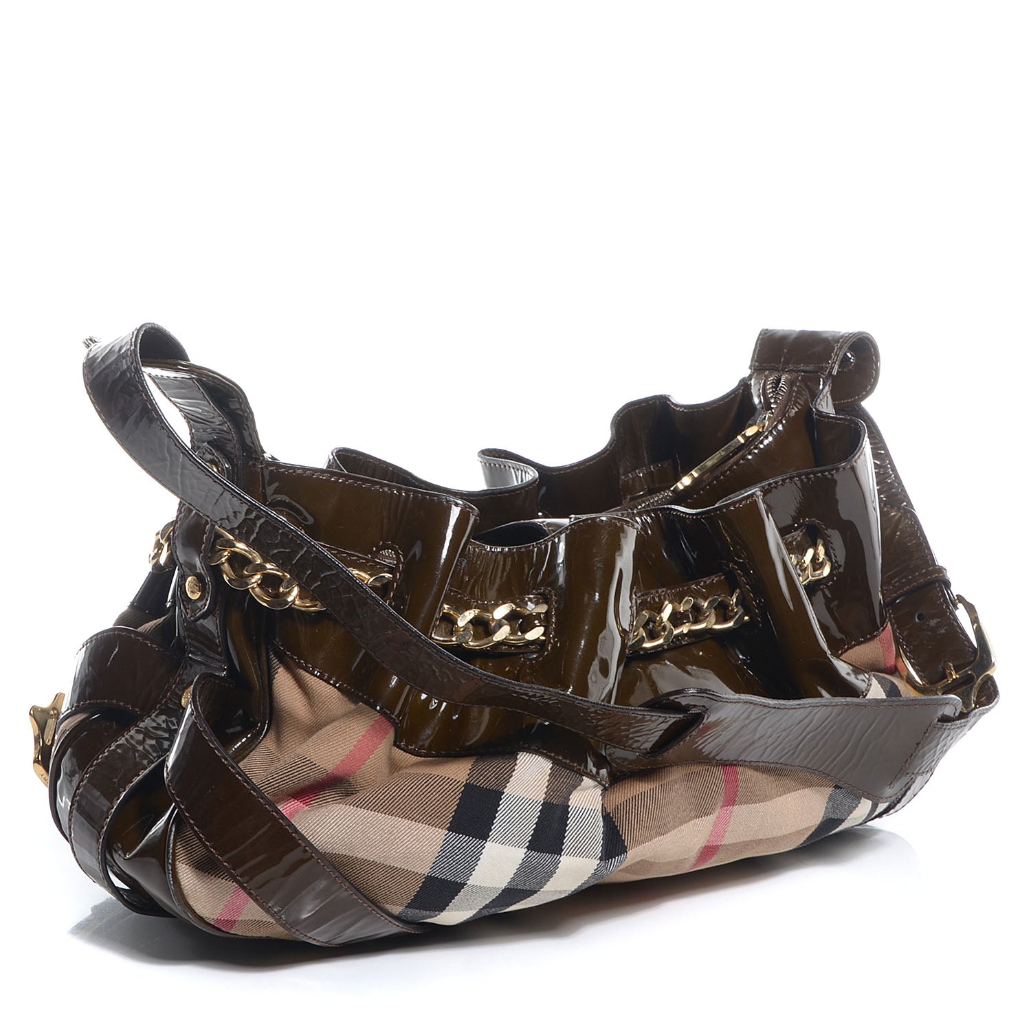 Burberry House Check Patent Margaret Bag Brown 2 of 9