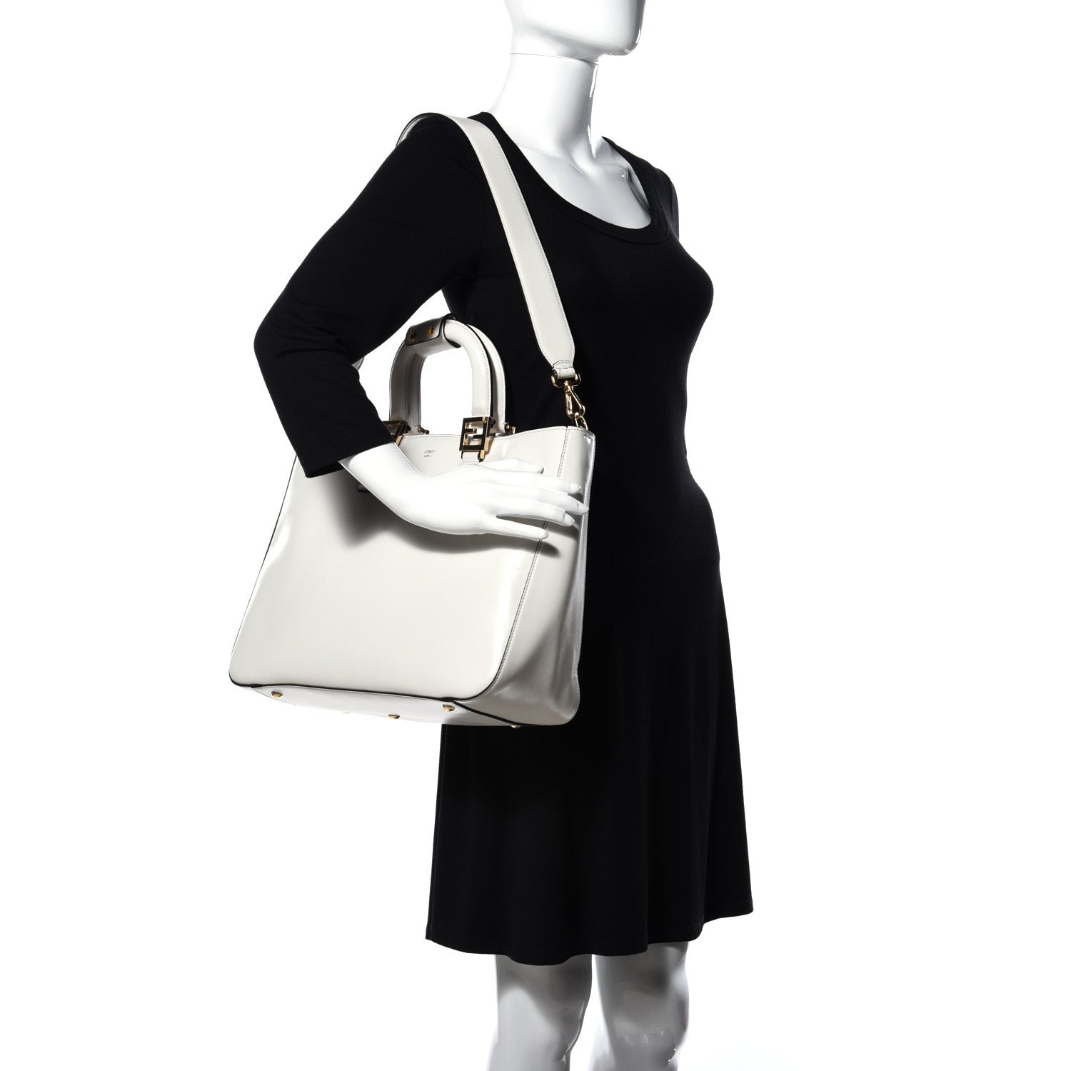 Fendi Vitello Glacier Medium FF Tote White 2 of 9