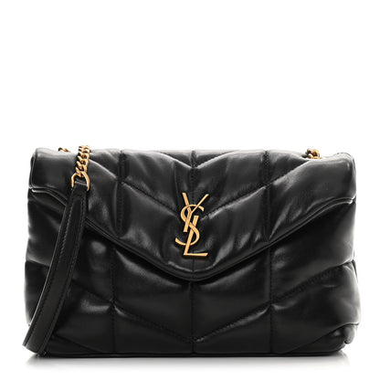 Saint Laurent Lambskin Quilted Toy Loulou Puffer Monogram Chain Satchel Black 1 of 10