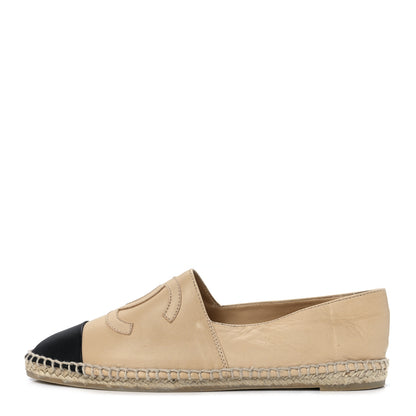 Chanel Lambskin CC Espadrilles 38 Beige Black 1 of 8