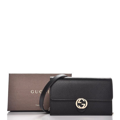 Gucci Dollar Calfskin Interlocking G Chain Wallet Black 8 of 8