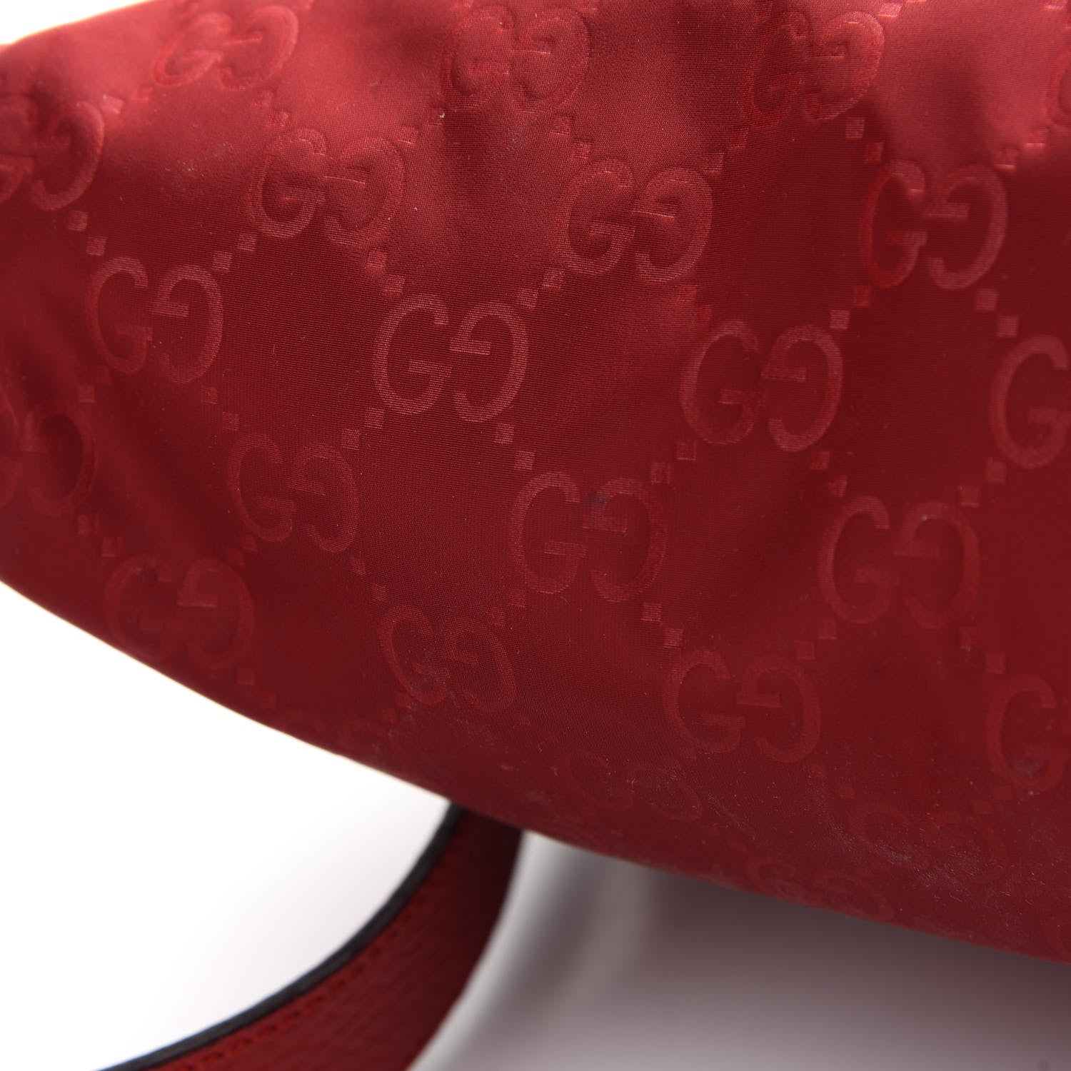 Gucci Nylon Monogram Dollar Calfskin Flat Messenger Bag Vibrant Red 10 of 11