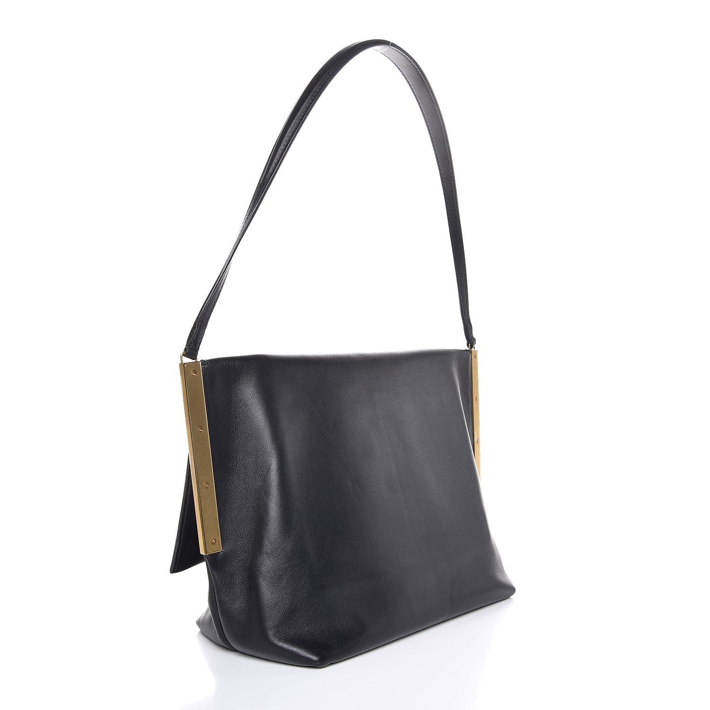 Smooth Calfskin Flap Clasp Bag Black