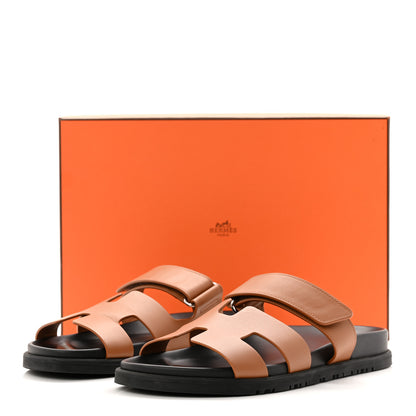 Hermes Calfskin Womens Chypre Sandals 38 Naturel 10 of 10