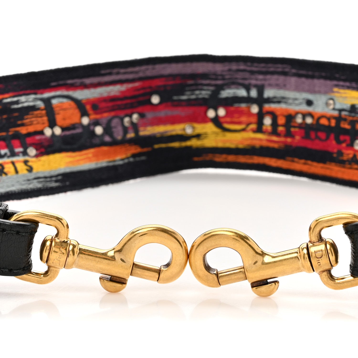 Christian Dior Canvas Embroidered Studded Rainbow Shoulder Strap 3 of 4