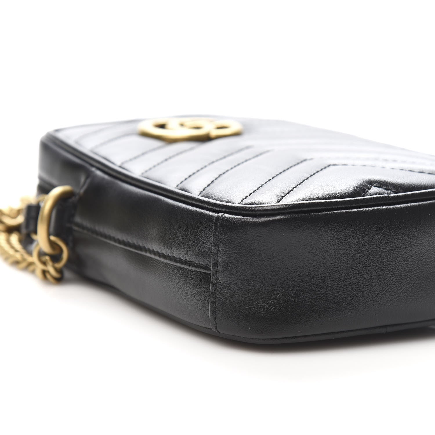 Gucci Calfskin Matelasse Mini GG Marmont Crossbody Bag Black 8 of 11