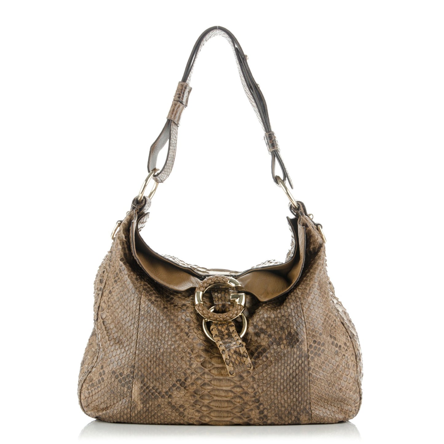 Python Medium G Wave Shoulder Bag Caramel