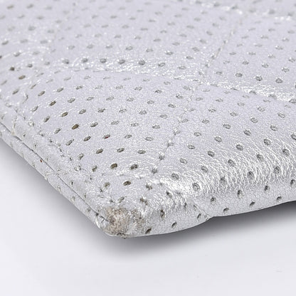 Chanel Metallic Lambskin Perforated Quilted Card Holder Silver 9 of 12