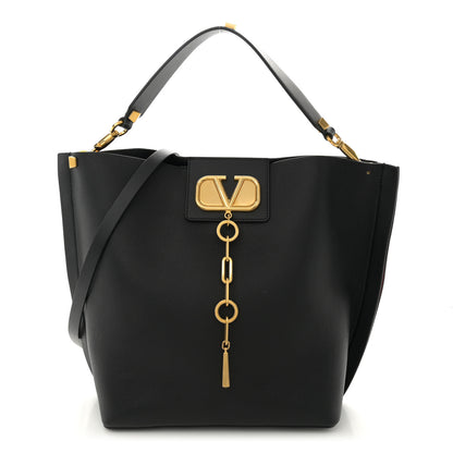 Valentino Garavani Grainy Calfskin VLogo Escape Hobo Bag Black 1 of 13