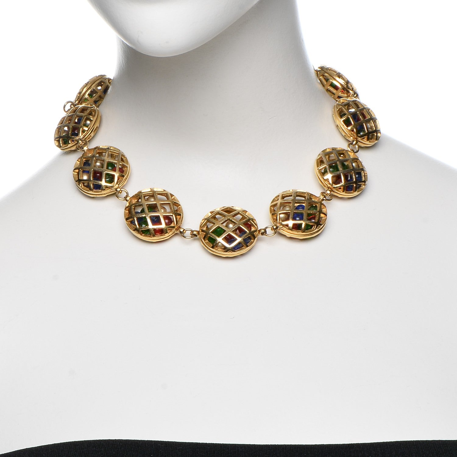 Chanel Gripoix Caged Necklace Gold 2 of 5