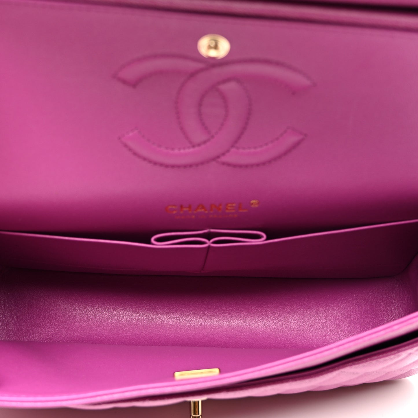 Caviar Quilted Medium Double Flap Purple