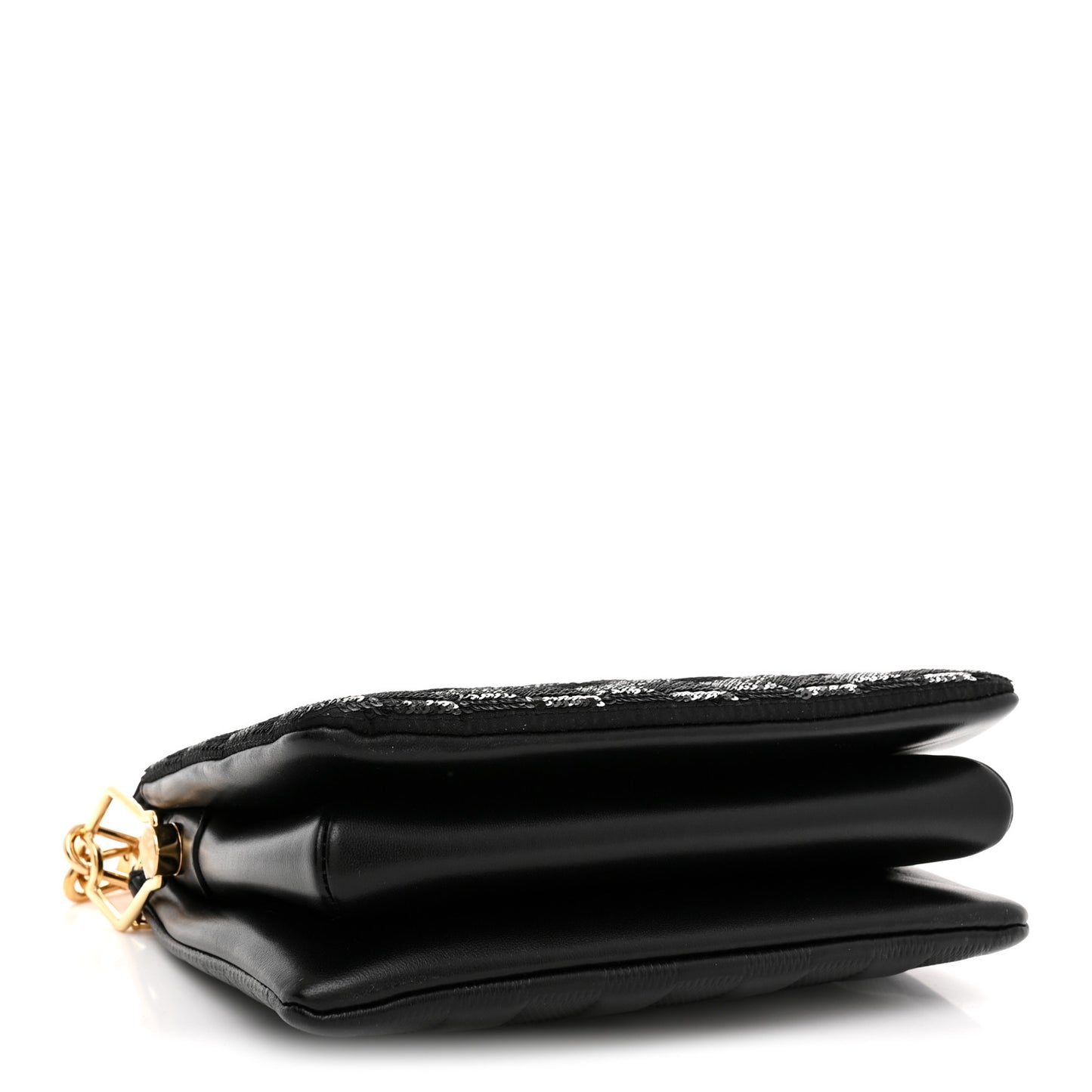Satin Sequin Embroidered Damier Coussin BB Black