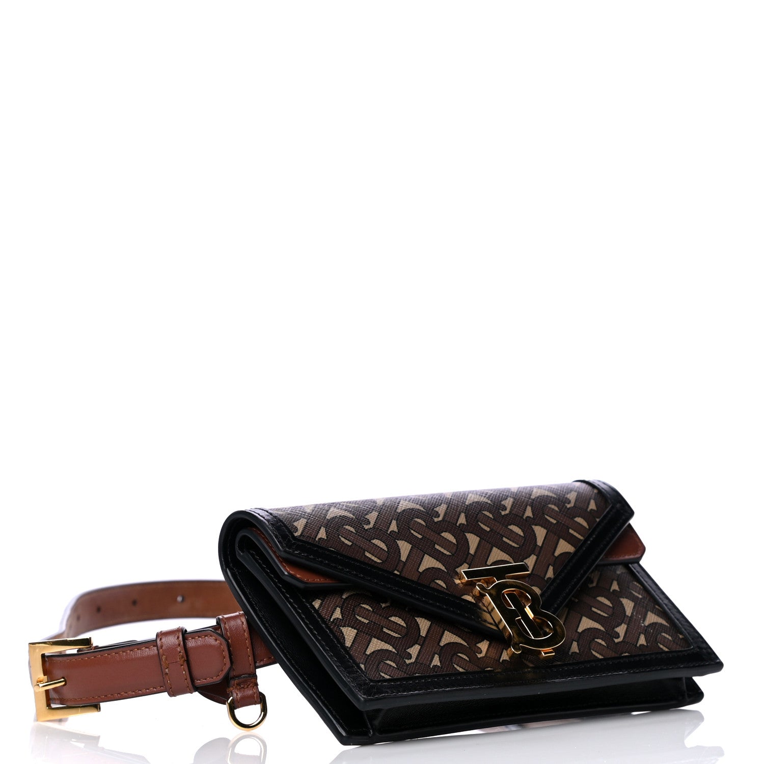 Burberry E-Canvas Monogram TB Envelope Belt Bag Bridle Brown 3 of 12