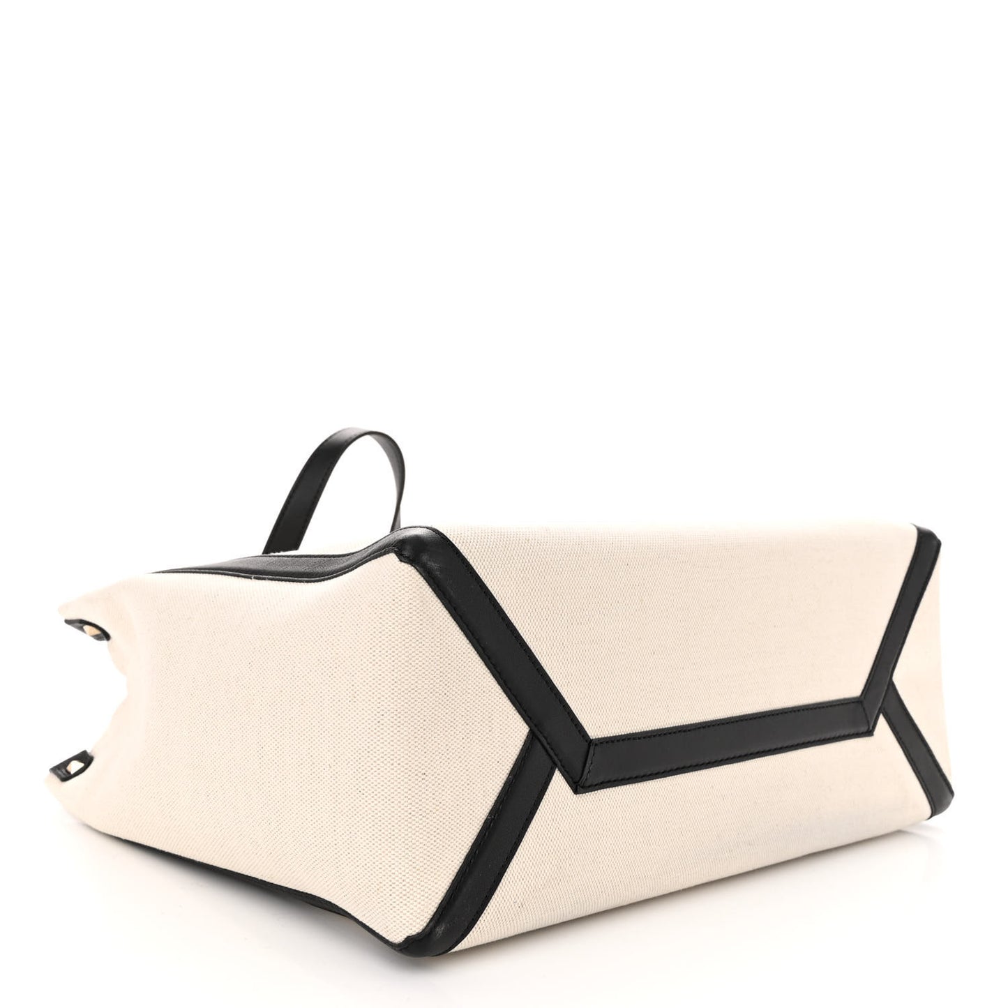 Canvas Calfskin VLTN Print Small Rockstud Tote Naturale Black