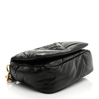 Prada Nappa Soft Padded Logo Embossed Triangle Quilted Small Shoulder Bag Black 4 of 11