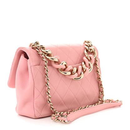 Chanel Lambskin Quilted Resin Bi-Color Chain Flap Bag Pink 3 of 13