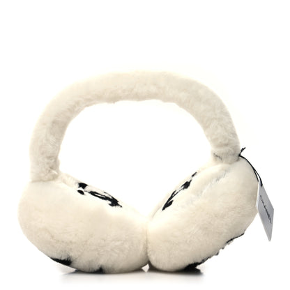 Chanel Shearling CC Ear Muffs White Black 1 of 6