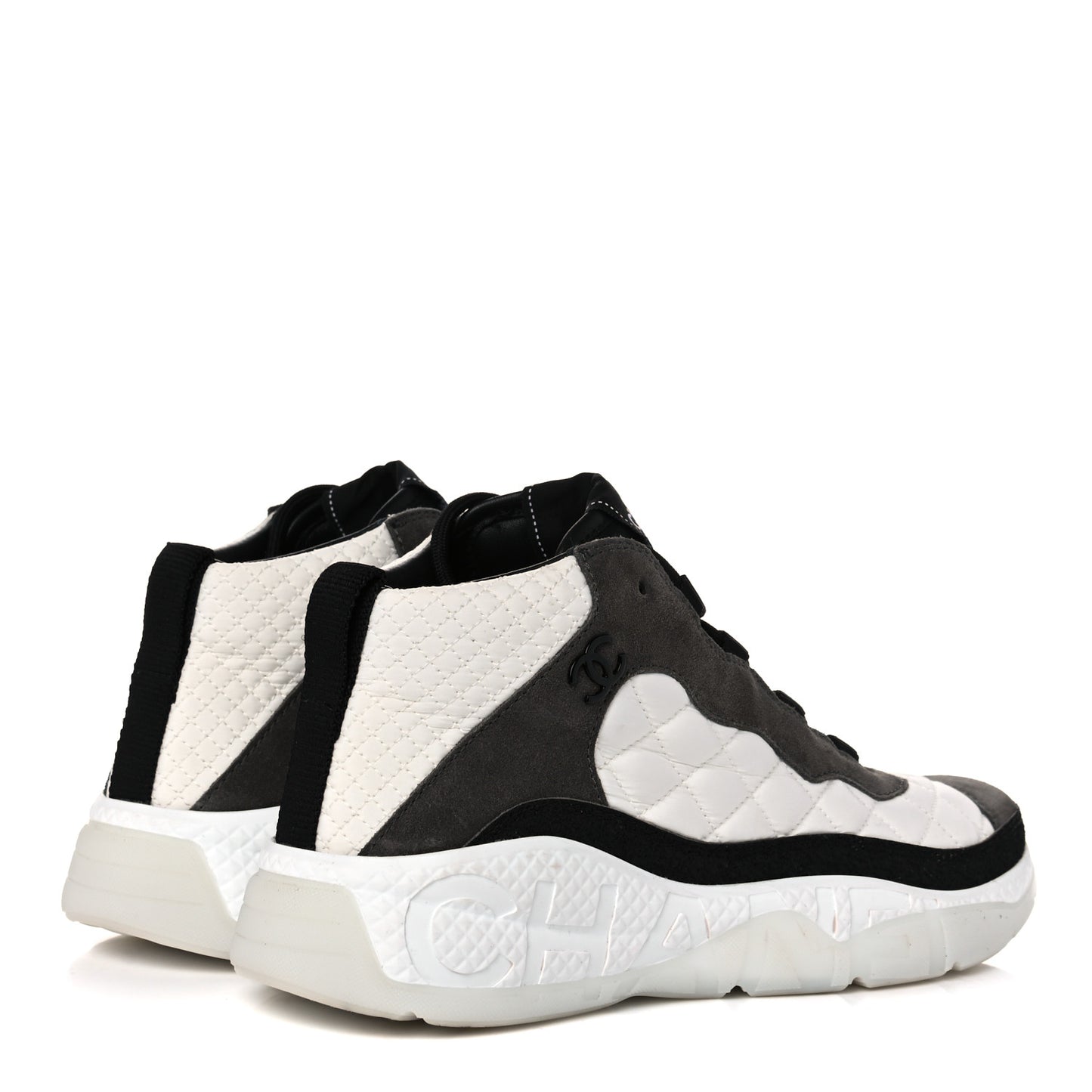 Nylon Suede Calfskin Womens Sneakers 39 White Grey