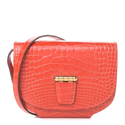 Hermes Shiny Alligator Mini Convoyeur Orange Poppy 1 of 4
