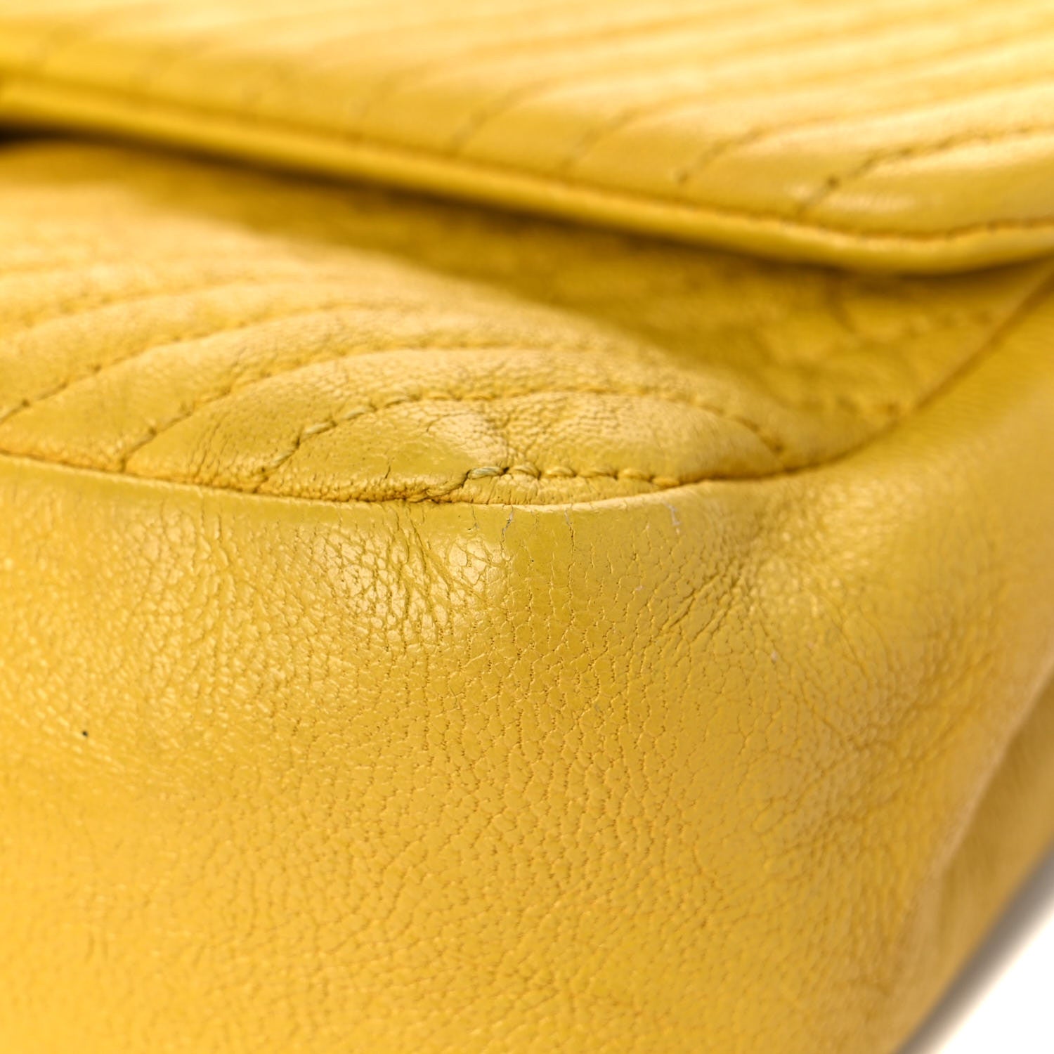 Chanel Calfskin Chevron Quilted Small Surpique Flap Yellow 9 of 16