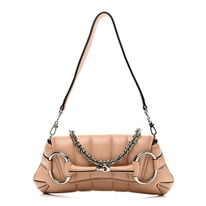 Gucci Nappa Vertical Matelasse Small Maxi Horsebit Chain Shoulder Bag Beige 1 of 10