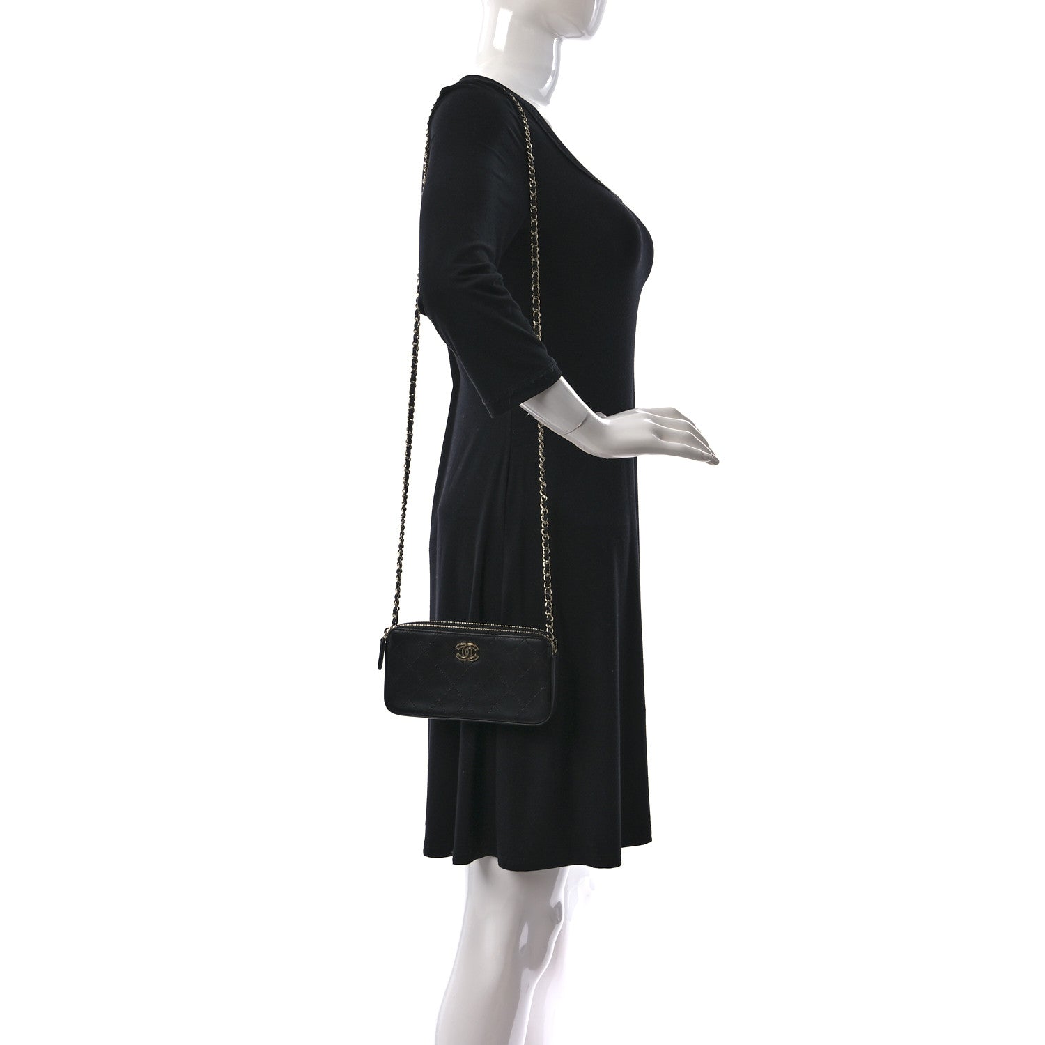 Chanel Goatskin Enamel Quilted Small Clutch With Chain Black 2 of 13