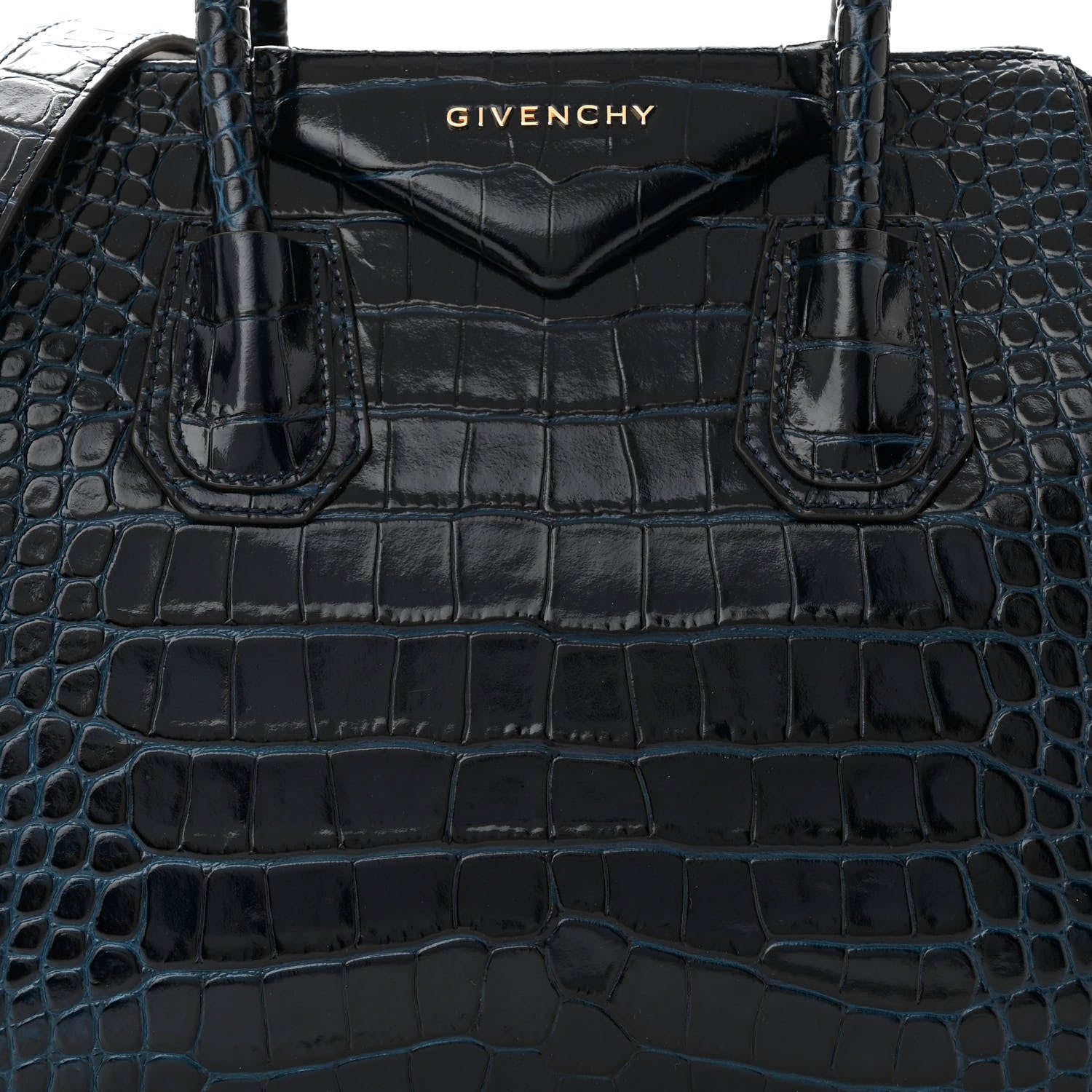 Givenchy Calfskin Crocodile Embossed Small Antigona Navy 8 of 10
