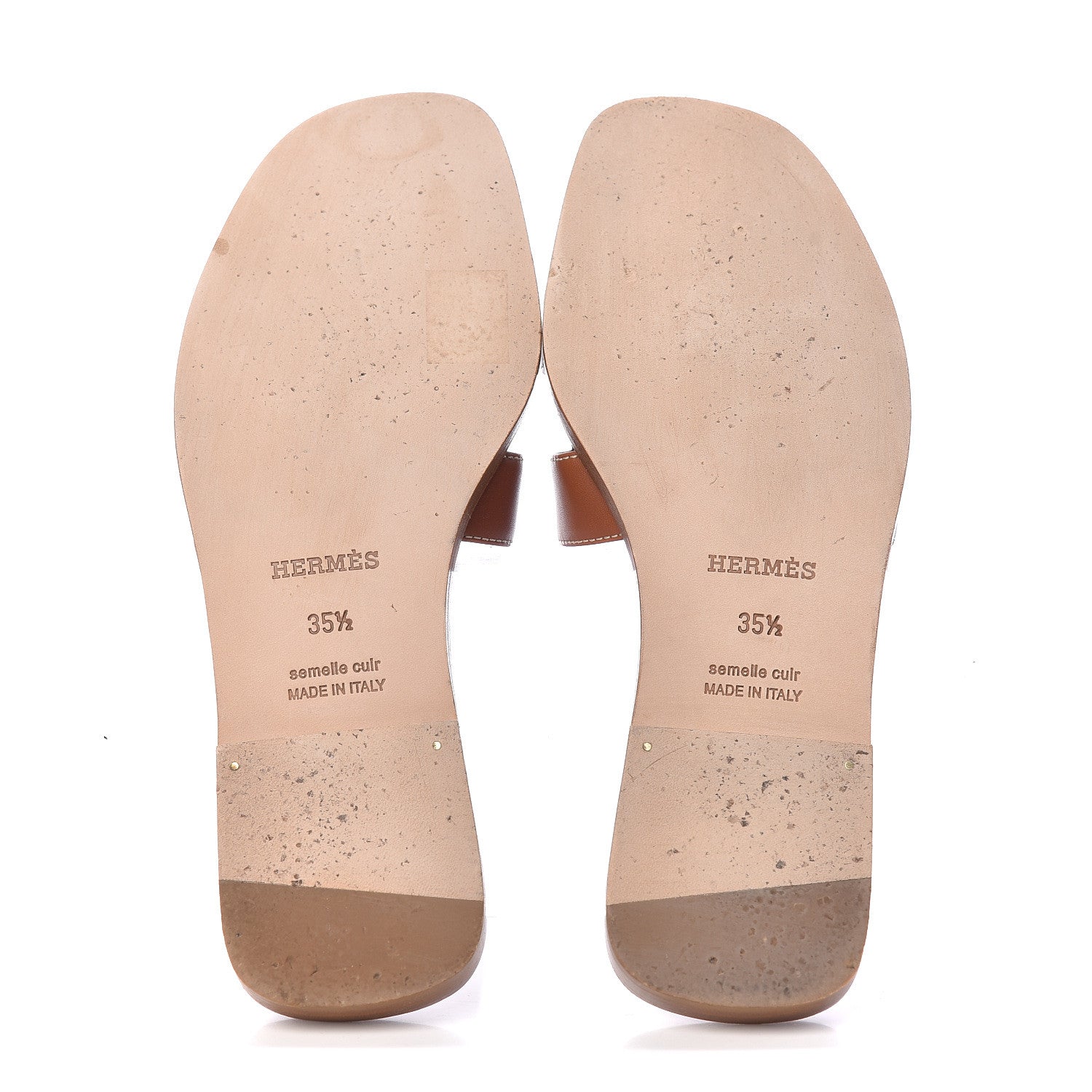 Hermes Box Calfskin Oran Sandals 35.5 Gold 7 of 15