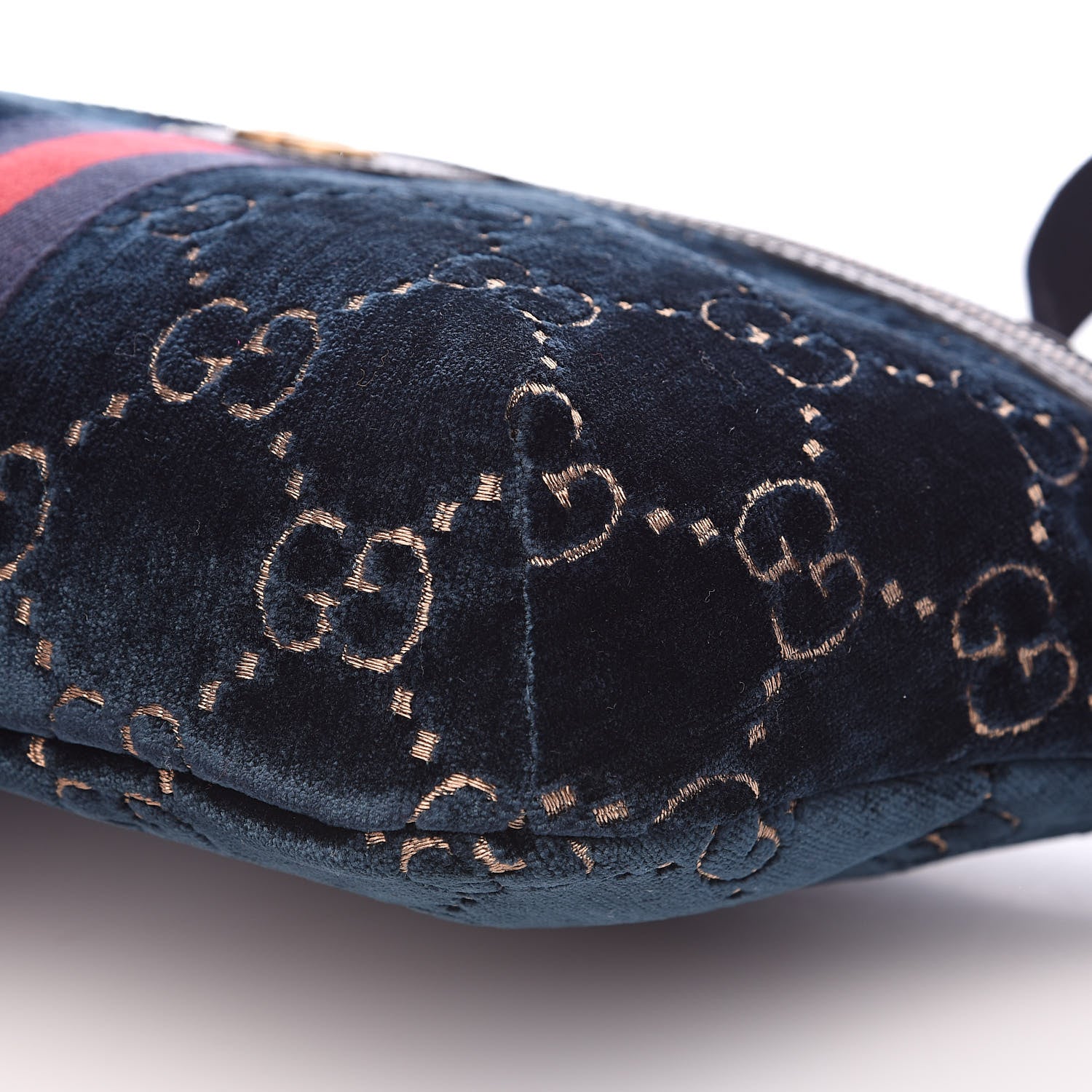 Gucci Velvet GG Monogram Web Belt Bag Blue Beige 9 of 9
