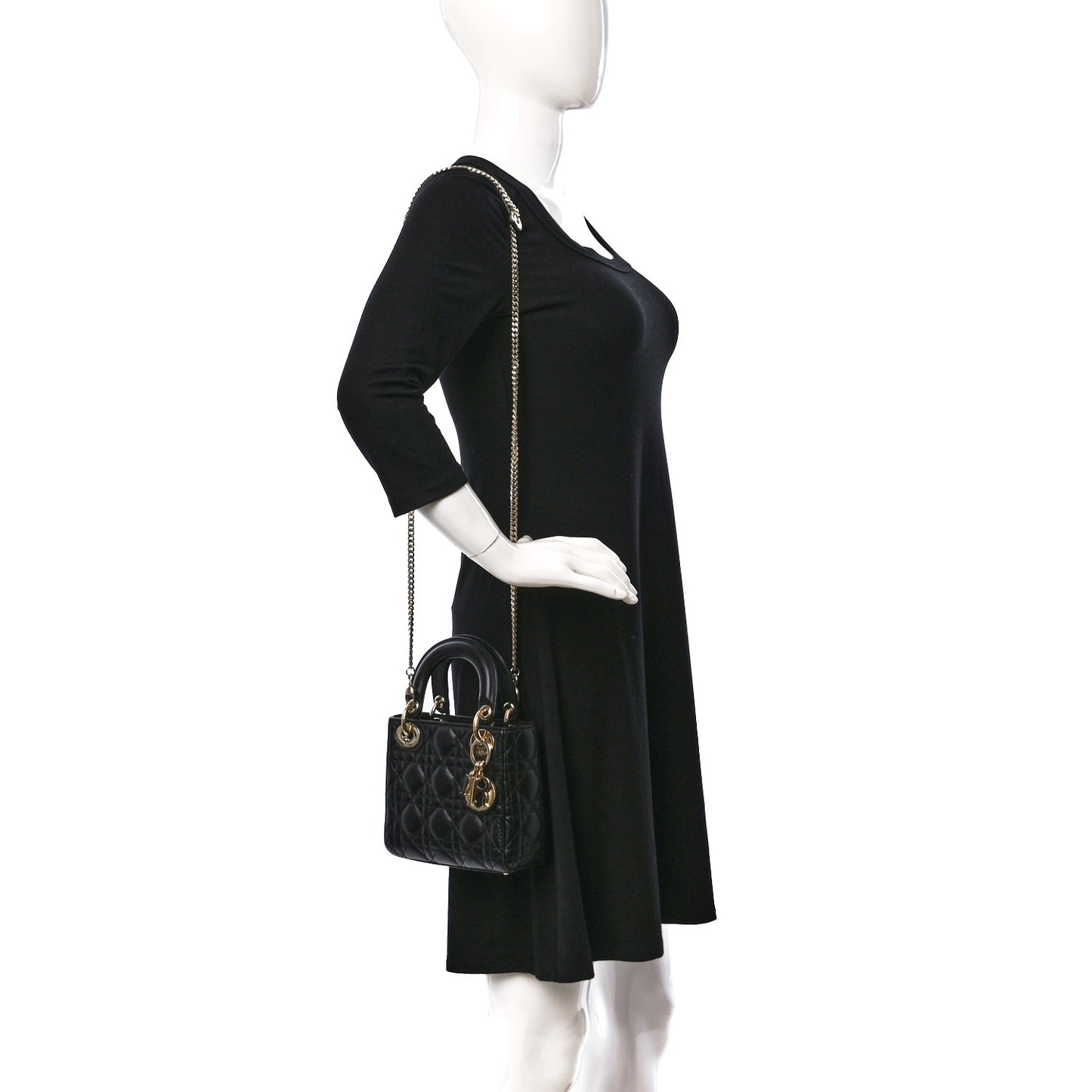Lambskin Cannage Mini Lady Dior Black