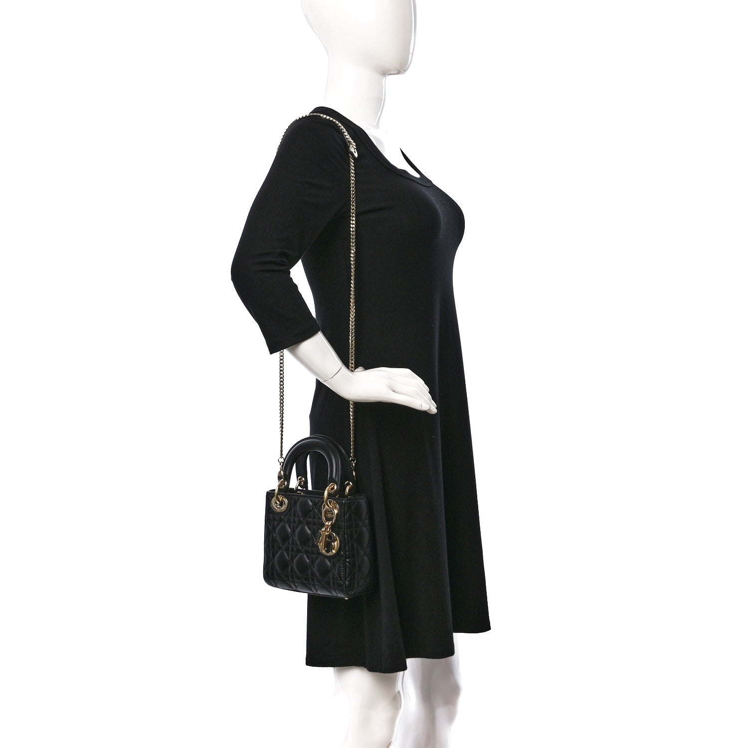 Christian Dior Lambskin Cannage Mini Lady Dior Black 2 of 8
