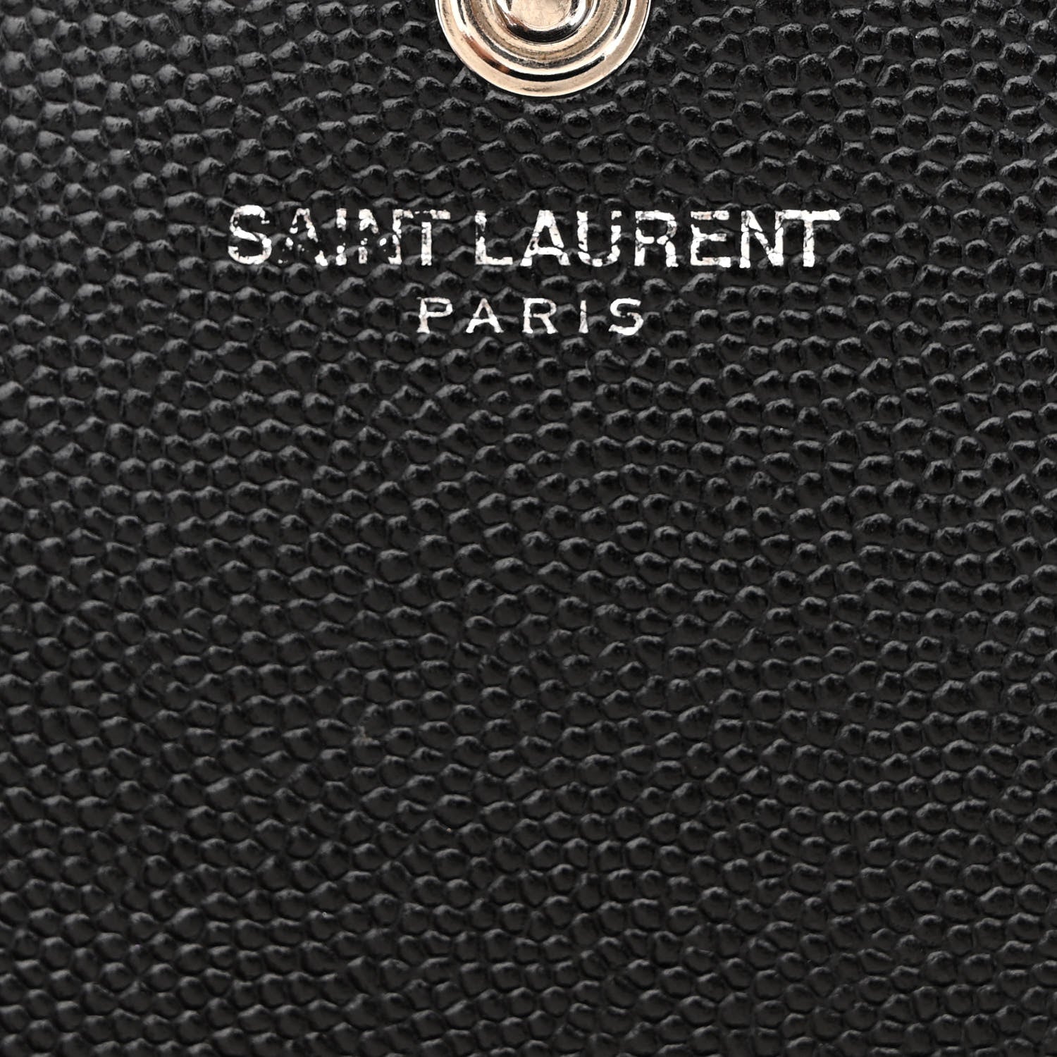 Saint Laurent Grain De Poudre Matelasse Chevron Monogram Chain Wallet Black 6 of 15