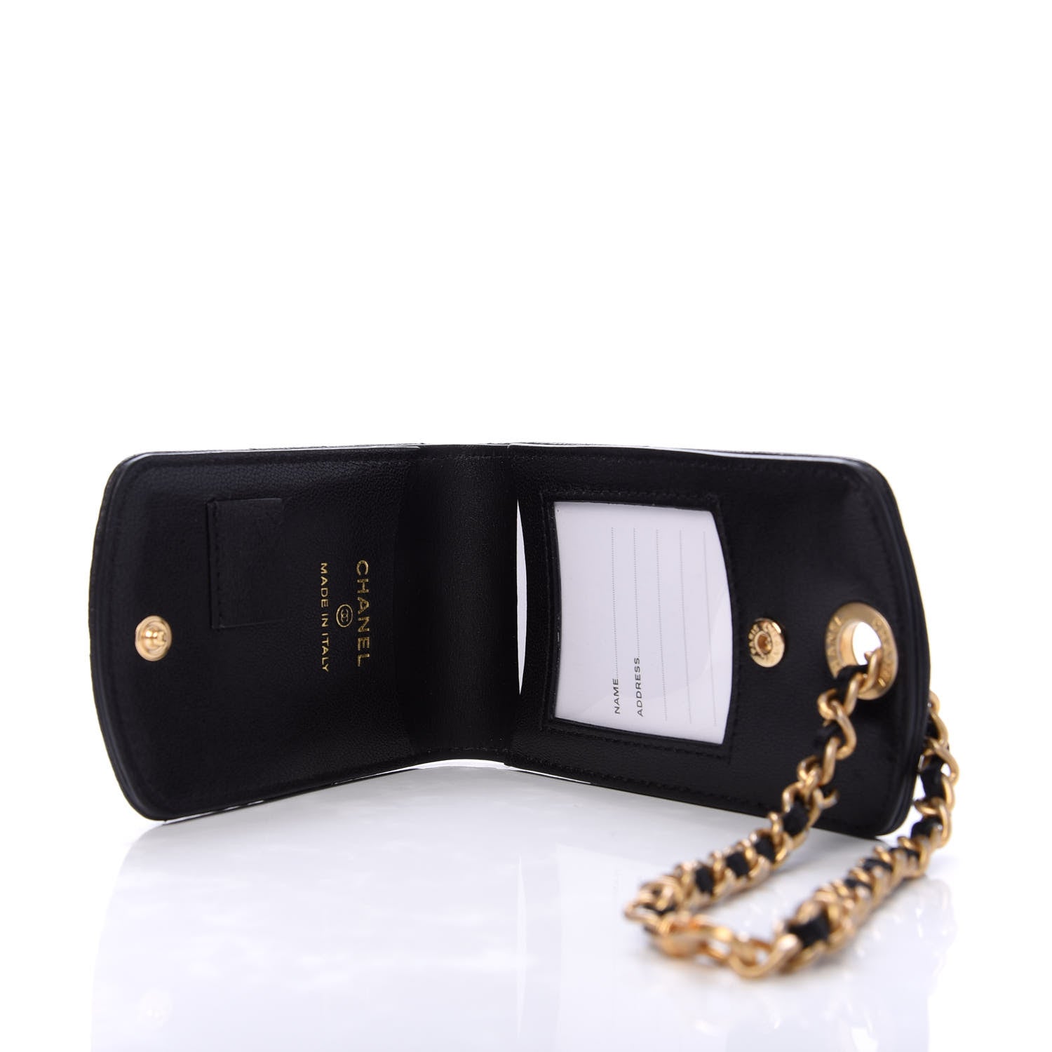 Chanel Goatskin Quilted Chanel 19 Luggage Tag Black 9 of 13